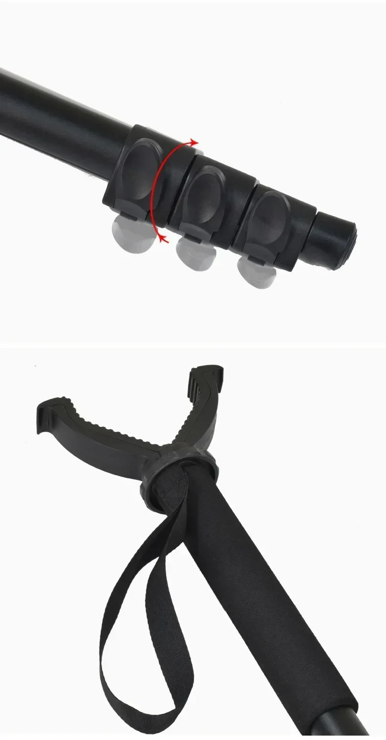 Aluminum Hunting Shooting Accessory V Shaped Rotating Yoke Monopod Telescopic Shooting Stick Hunting Stick with Shoulder Strap - Image 5