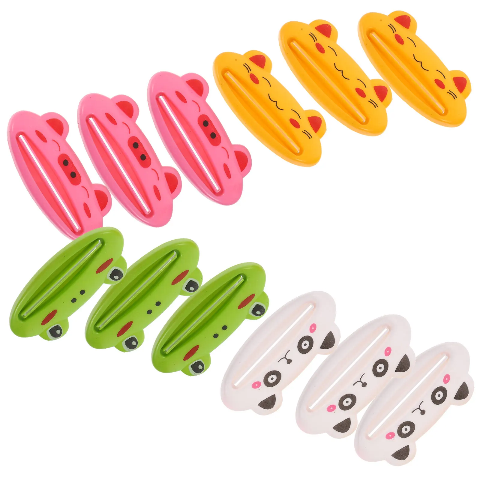 12Pcs Cartoon Tube Squeezer for Toothpaste Hand Cream Facial Cleanser Animal Design Bathroom Tube Holder Precise Dispensing Tool