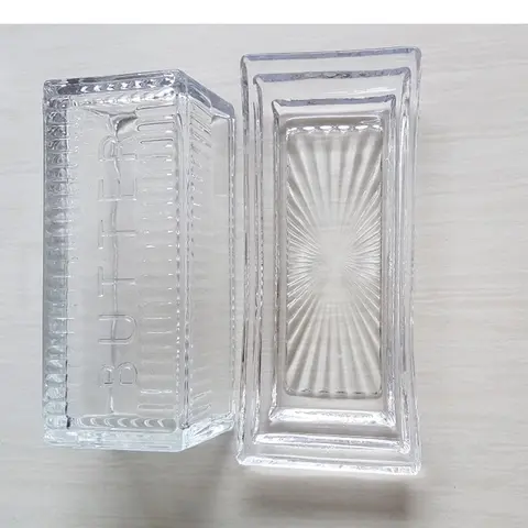 뚜껑 상자가있는 유리 버터 접시 치즈 보존 상자 홈 주방 칼 붙이 요리 요리 디저트 트레이