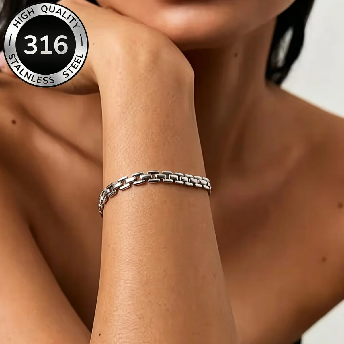 Minimalist Vintage Watch Strap Bracelets Bangle Stainless Steel Simple Link Chain Bracelet for Couple Party Waterproof Jewelry