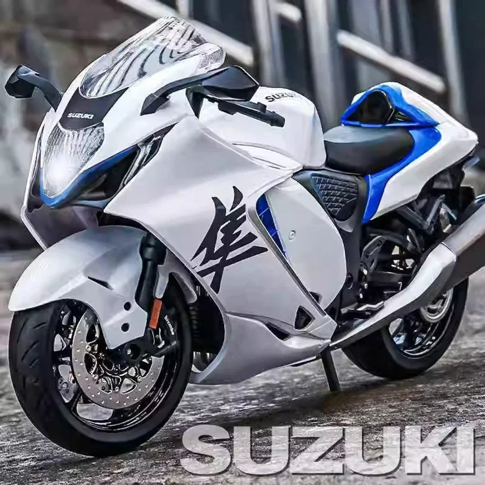 

1:9 SUZUKI Hayabusa GSX-1000R Motorcycle Miniature Model Toys Alloy Diecast Car Front Wheel Steering with Light Toy Perfect Gift