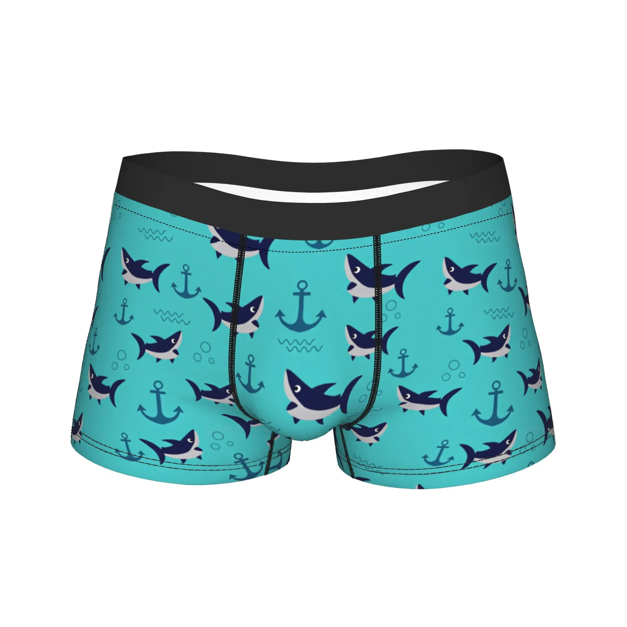 Navy Shark Anchor Bubble Ocean Seamless Pattern Boxer Shorts  3D Pouch Underwear Hot Sale Shorts Briefs Funny Men's Panties