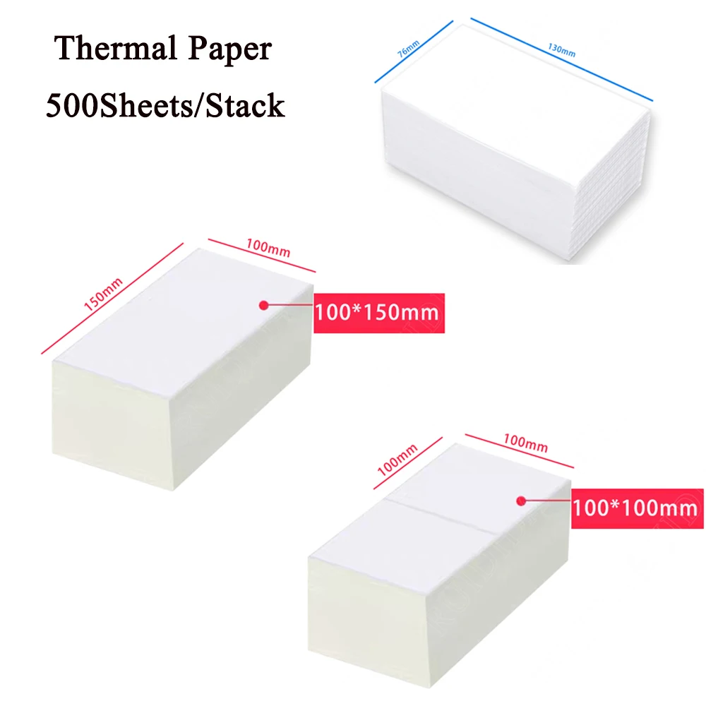 Thermal Paper Folded Thermal Shipping Label Shipping Barcode Sticker 100x100mm/100x150mm/76x130mm NO Carbon Band Required