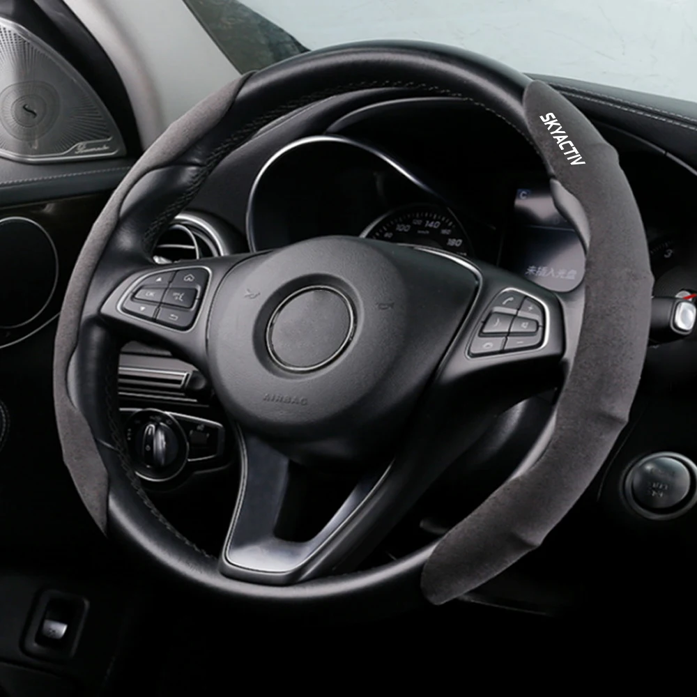 جديد عجلة توجيه سيارة غطاء الجلد المدبوغ الداعم غطاء حامي لمازدا 3 Bk 6 Gg Gh Gj CX3 CX5 CX30 CX7 CX8 CX9 MX5 RX8 Skyactive