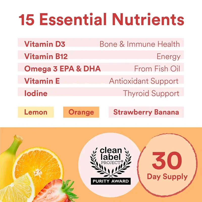 Children's Multivitamin Gummies - Boosts Immunity and Supports Brain Health - with Vitamin C, Omega-3 Fish Oil