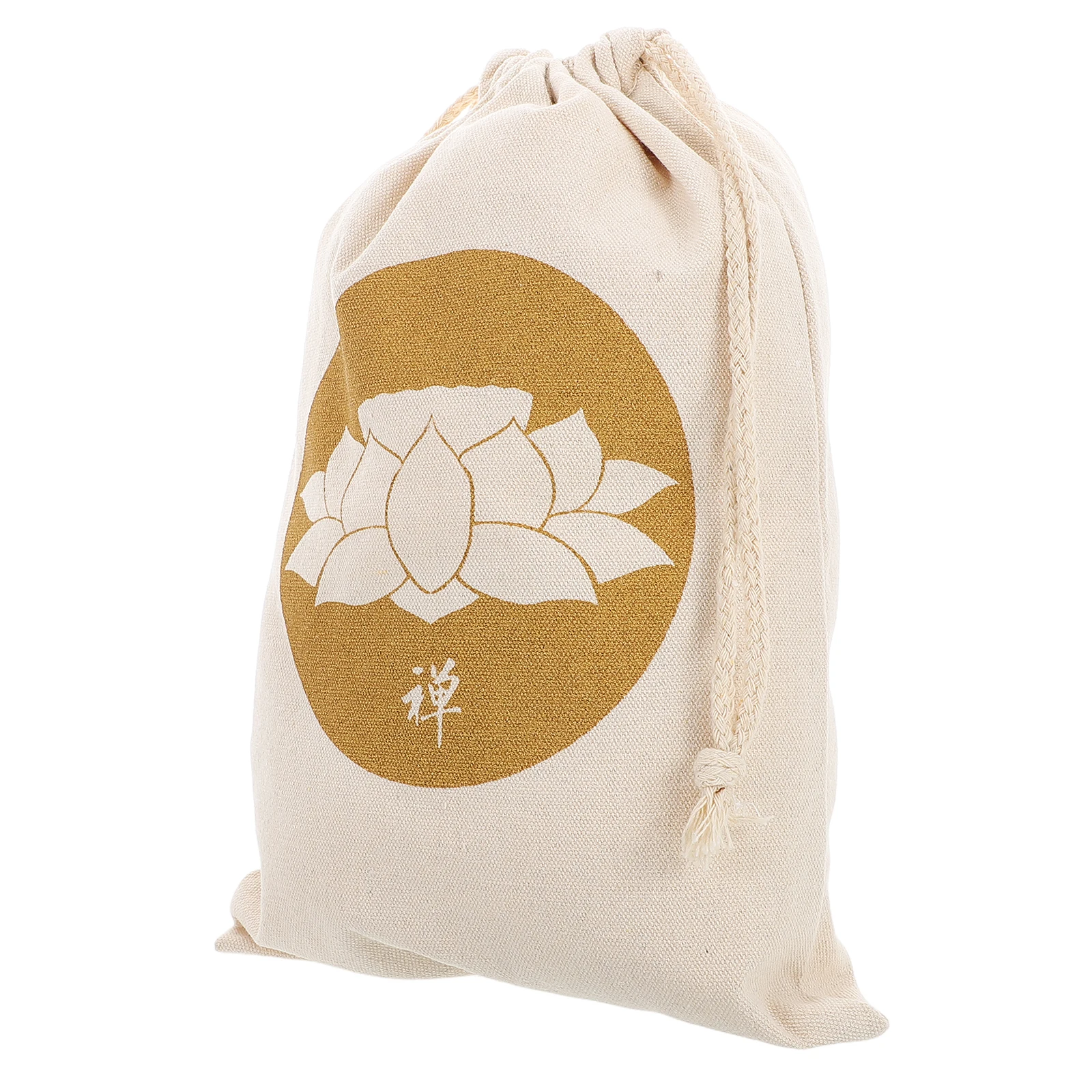 

Buddha Sound Bowl Storage Bag Drawstring Closure Beige Cloth Travel Mindfulness Pouch Fabric Bags Singing Bowl Case Reusable