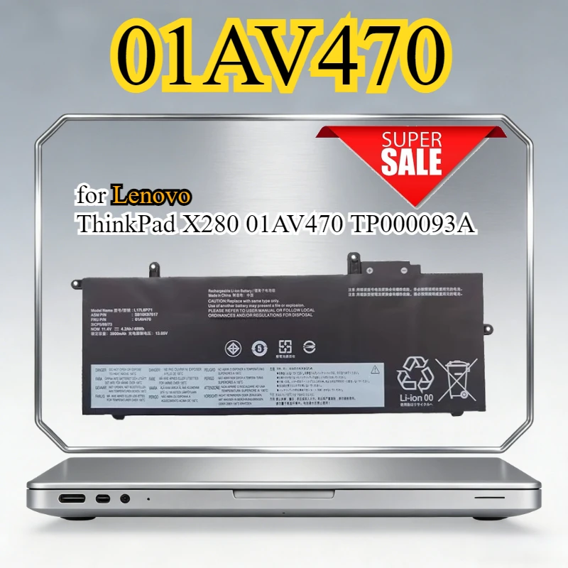 L17L6P71 Laptop Battery for Lenovo ThinkPad X280 01AV470 TP000093A 11.4V  Li-ion Battery