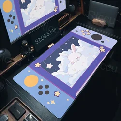 XLCute White Rabbit Mouse Pad Kawaii Aesthetic Cloud PC Gaming Accessories Mousepad Xxl Office Setup Mat Large Keyboard Deskmat