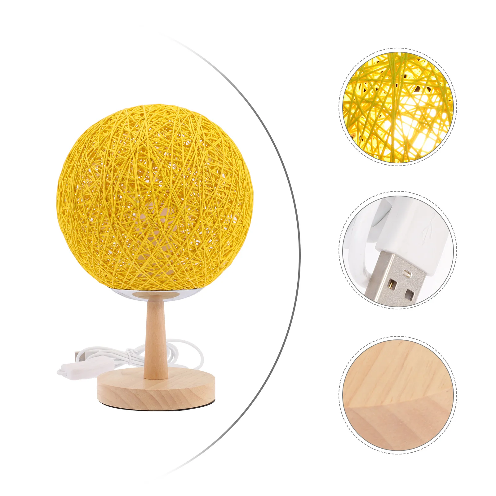 

Rattan Table Lamp Creative Design Warm Festive Atmosphere Bedroom Night Light Gifts for Teenage Girls Yellow Color