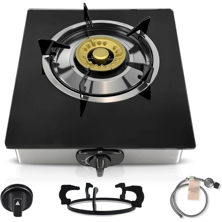 

Single Burner Propane Stove Portable Tempered Glass Camping Stove with AutoIgnition 10236 BTU Burner for Efficient Cooking in O