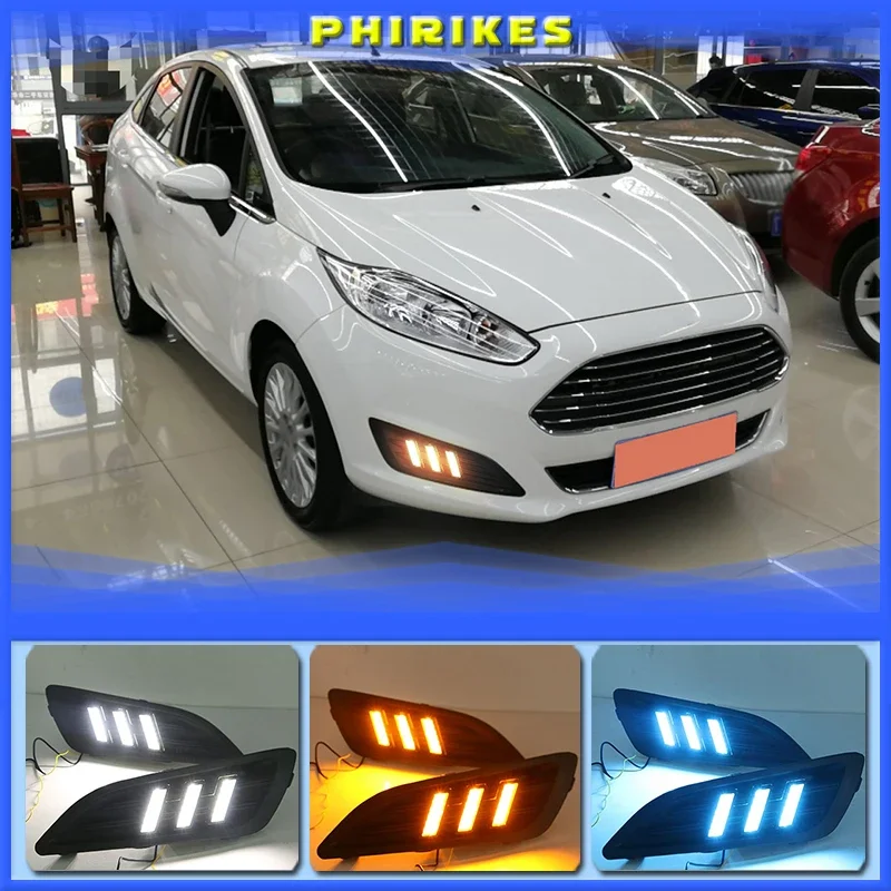 

1 пара DRL для Ford Fiesta 2013 2014 2015 2016 дневные ходовые огни противотуманные фары стайлинг автомобиля белый дневной свет