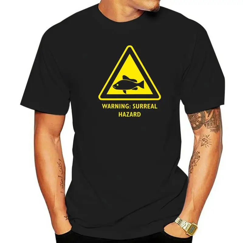 Cotton Cool Design 3D Tee Shirts Surreal Hazard Warning, Surrealist Art Fish T-shirt Summer Tee Shirt