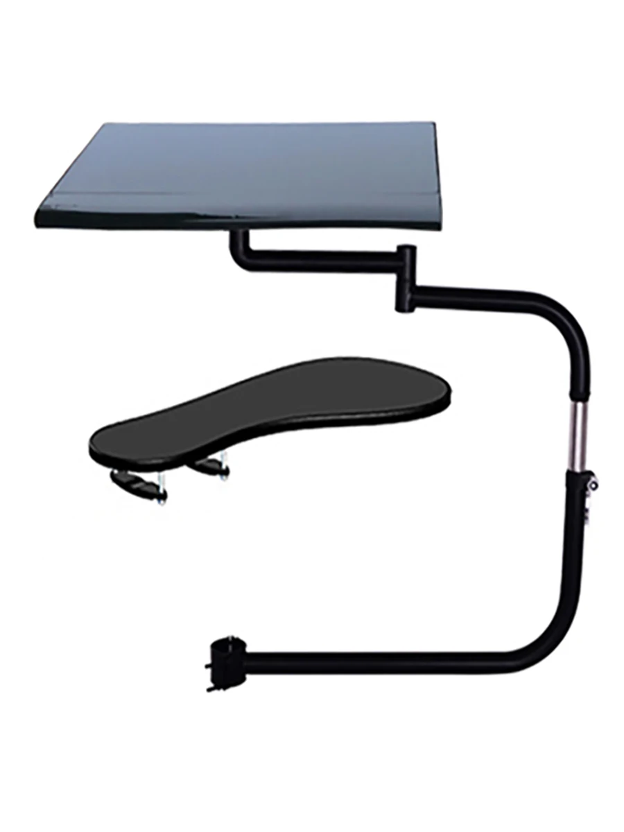 OK010 Full Motion Chair Shaft Clamp Keyboard Support + Chair Arm Clamp Elbow Wrist Support Mouse Pad Arm Rest  for Office & Game