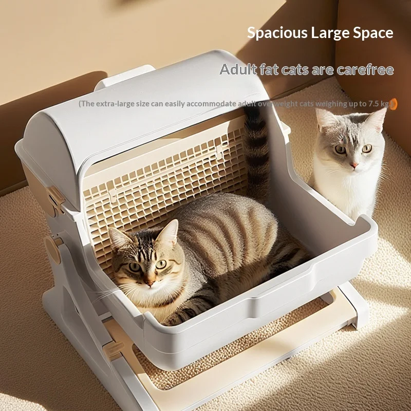 Arenero semicerrado antitracking para gatitos y gatos, fácil limpieza - imagen 3