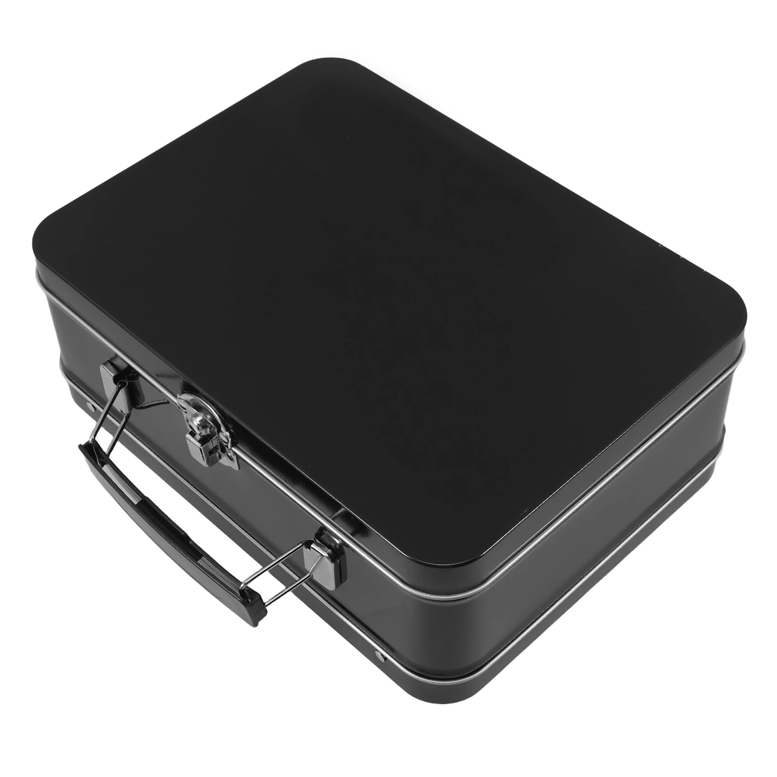 

Tinplate Lunch Box Metal Container for Women Men Kids Bento Retro Suitcase Hinged Lid Easy Clean Portable Storage