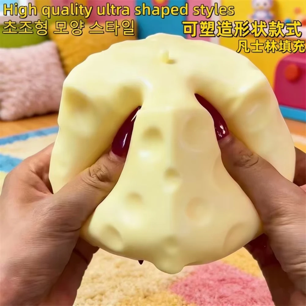 1Pc Jumbo Cheese Cube Stress Ball Big Cheese Shapeable Squeeze Ball Non-Bounce Fidget Toy ASMR Sensory Anti-Stress Festival Gift image 6