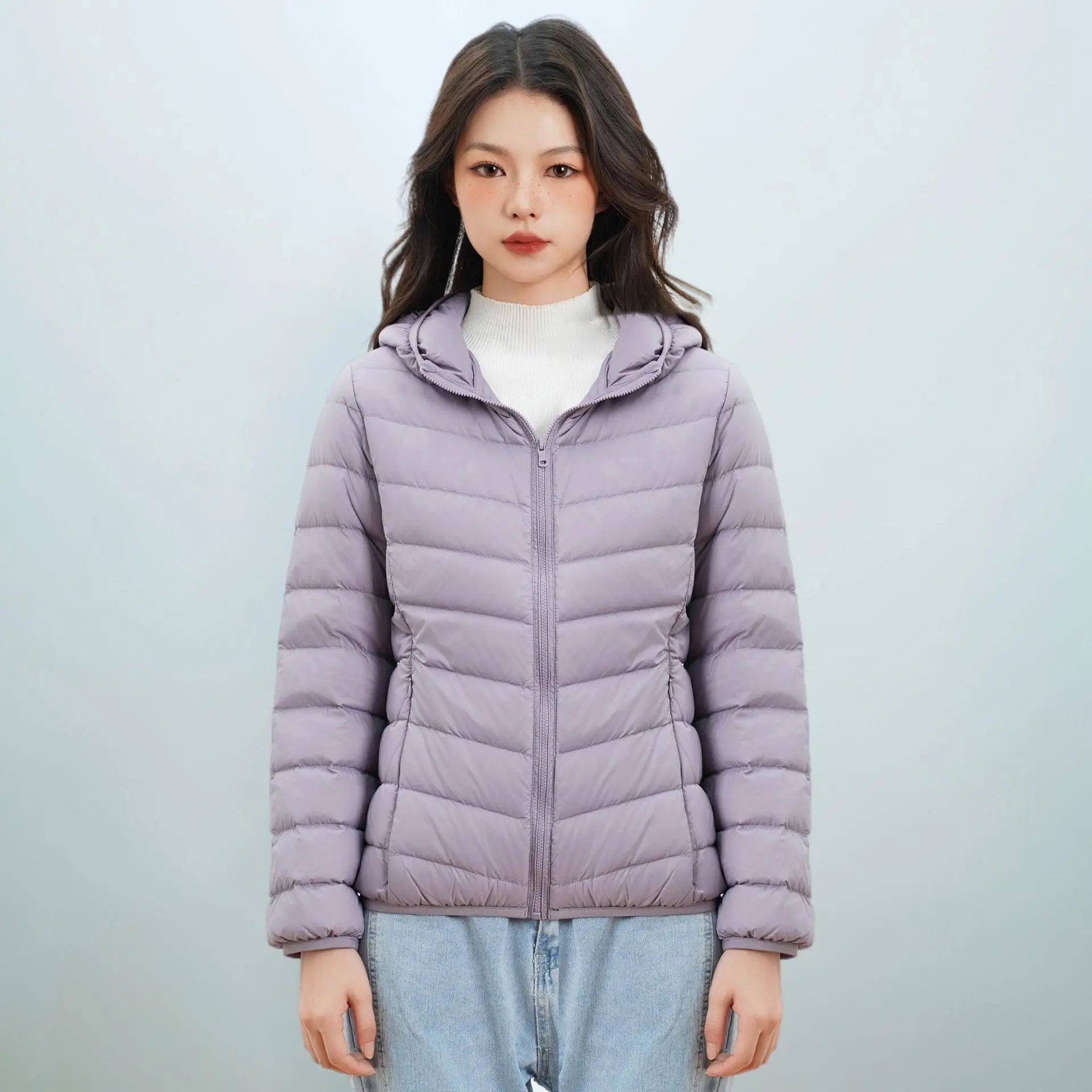 

2025 New Women's Clothing Autumn and Winter New New National Standard 90 Down Light Down Jacket Women's Simple Coat with Hat