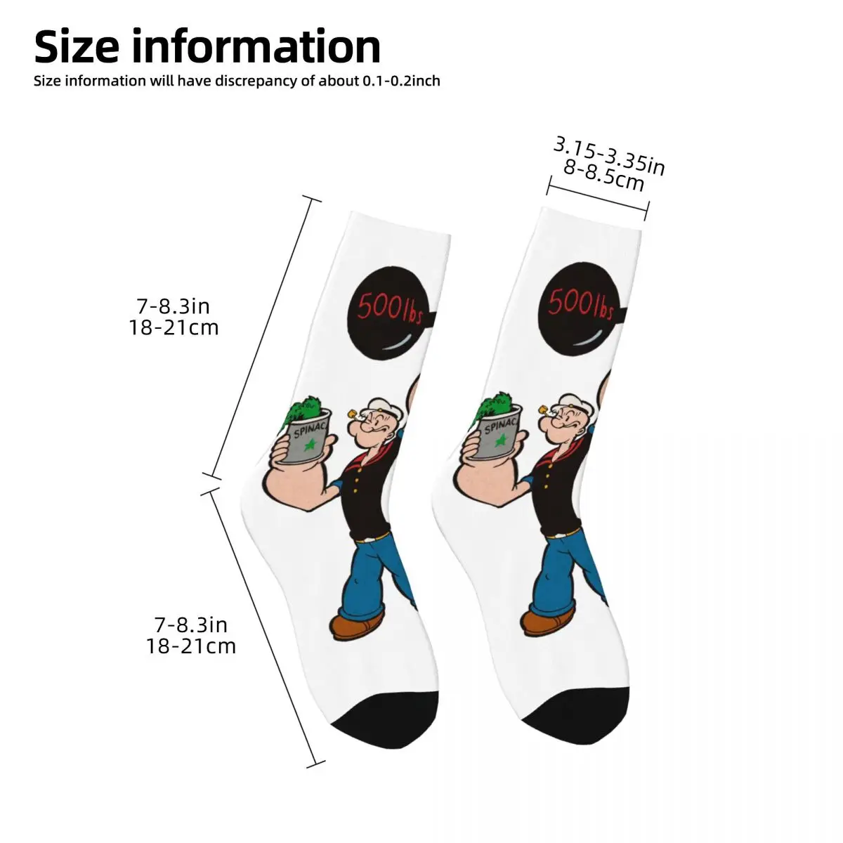 Funny Crazy compression Strong Sock for Men Hip Hop Harajuku P-Popeye The Sailor Cartoon Happy Seamless Pattern Printed