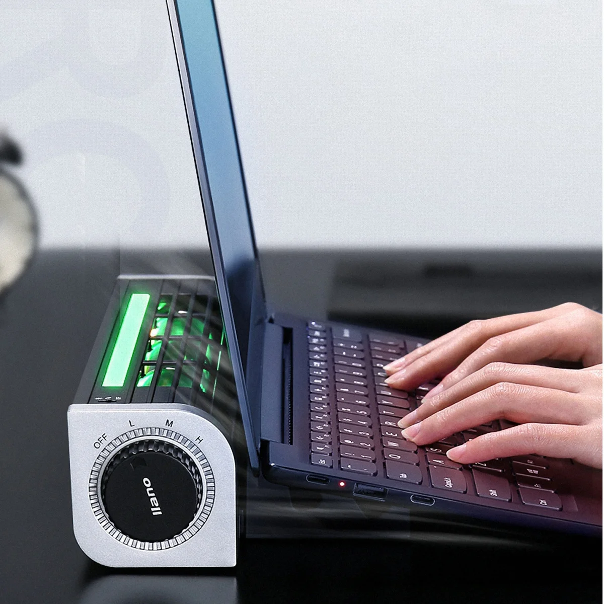 

Silent Portable Laptop Cooler with Adjustable Wind Speed Low Power Consumption Desktop Fan Black Laptop Fan Cooler