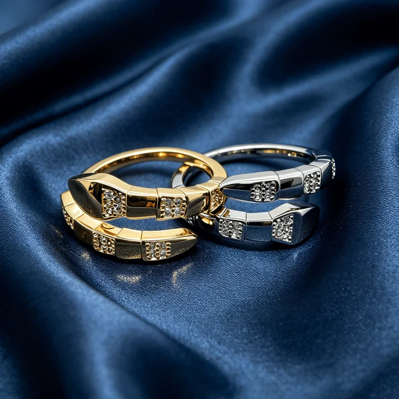 Gold & Silver Plated Trendy Adjustable Snake Zircon Ring, Women's Daily Party & Wedding Wear Light Luxury Jewelry Gift for Girls