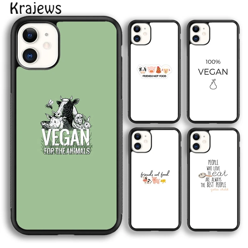 Krajews Vegan Friends Not Food soft Phone Case Cover For iPhone 16 15 14 plus XS XR 11 12 mini 13 pro max coque Fundas