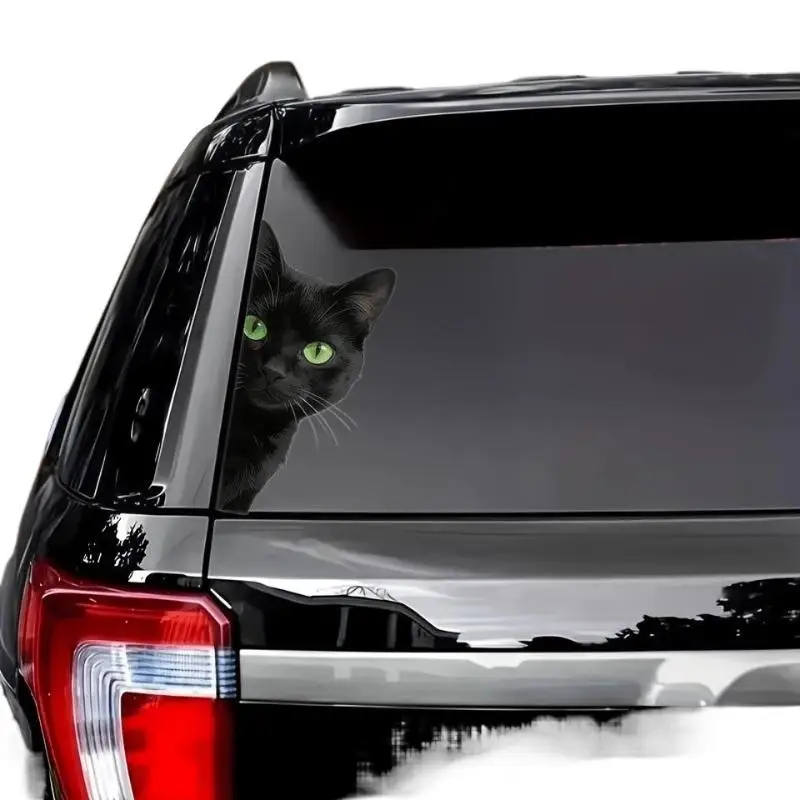Little Black Cat Peeking Window Sticker Durable Removable Decor Decal Suitable for Home Window Car Glass Party Decor Lovely Cat
