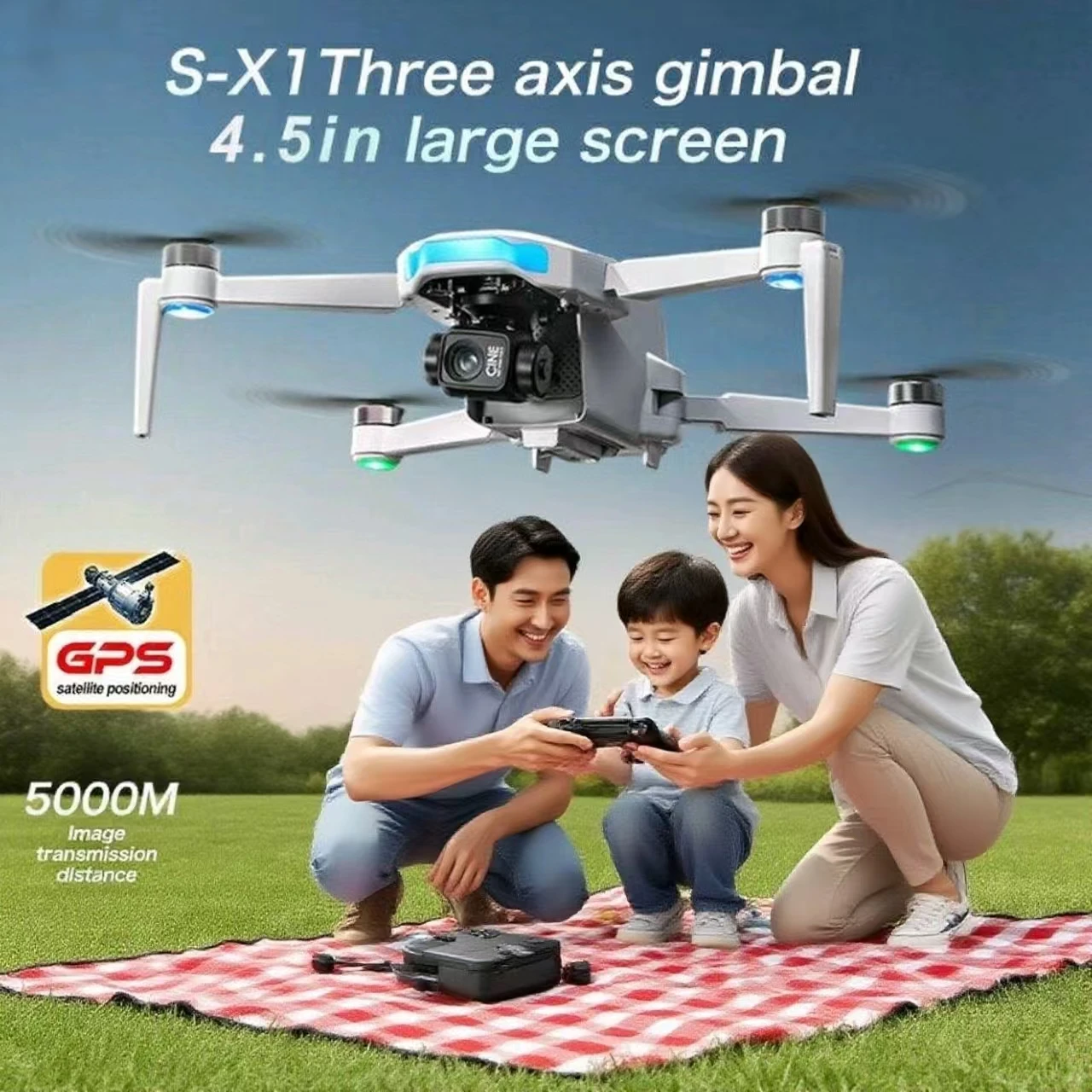 S-X1 Pro 4K GPS Drone with 3-Axis Gimbal, 5G FPV Transmission, Dual Camera & Obstacle Avoidance for Aerial Photography