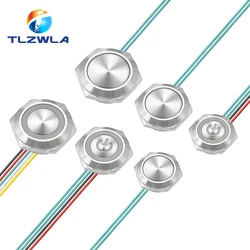 16/19/22mm Ultra Short LED Light Switch 12V 24V Momentary Self Reset Waterproof Metal Push Button Switch with Wire