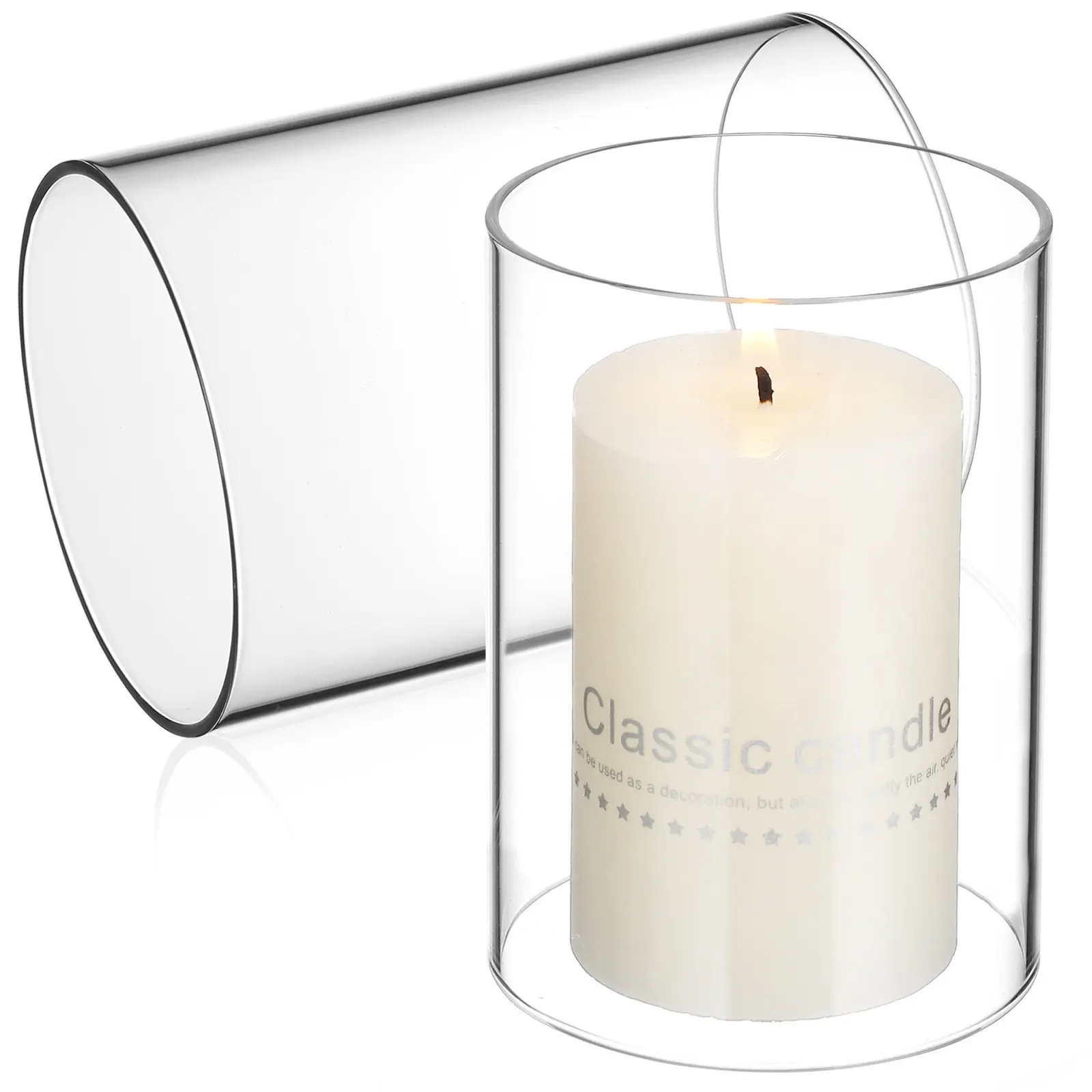 2 Pcs Candle Glasses Cover Holders For Taper Candles  Open Flame Candle Chimney Tube Cover Atmosphere Decorative Light Covers