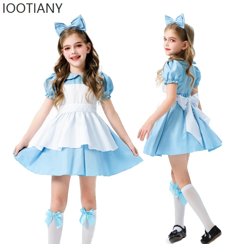 

Wonderland Alice Princess Sweet Cute Lolita Dress Costume Pioneer Girl Manor Maid Cosplay Halloween Party Masquerade Performance
