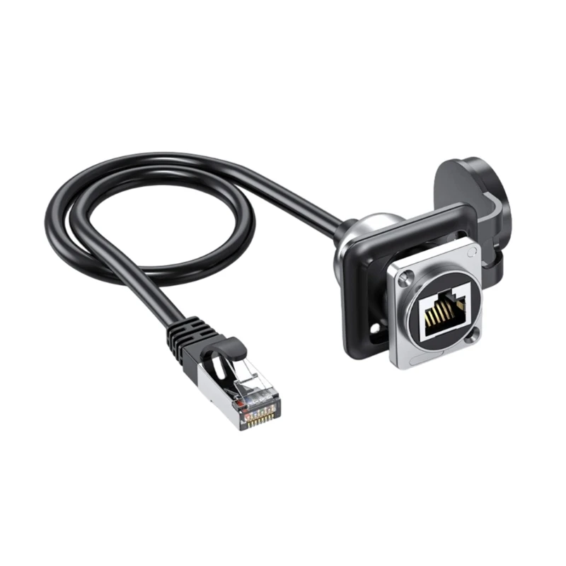1PC network RJ45 8p8c Waterproof Connector RJ45 male to female cable Panel Mount D Type CAT6A RJ45 connect Socket with Dust Cap