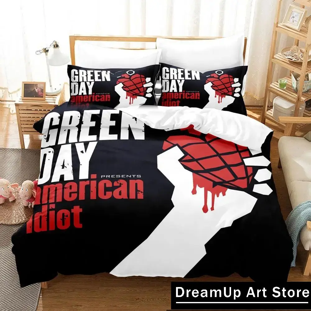 3D Print Green Day AMERICAN IDIOT Bedding Set Boys Girls Twin Queen Full Size Duvet Cover Pillowcase Bed Adult Bedroom