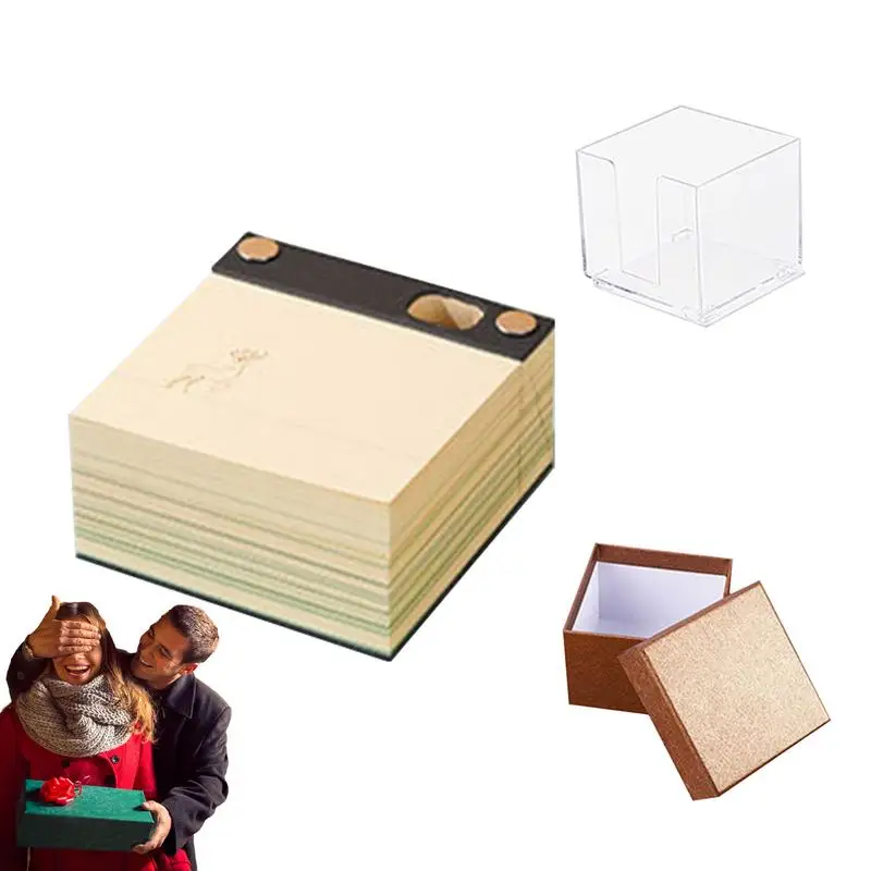 

3D Paper Art Notepad Cubes Note Cards Stickers With Tree House Shaped 3D Memo Pads 3D Sticky Notes Memo Pad Carving Art Notepad