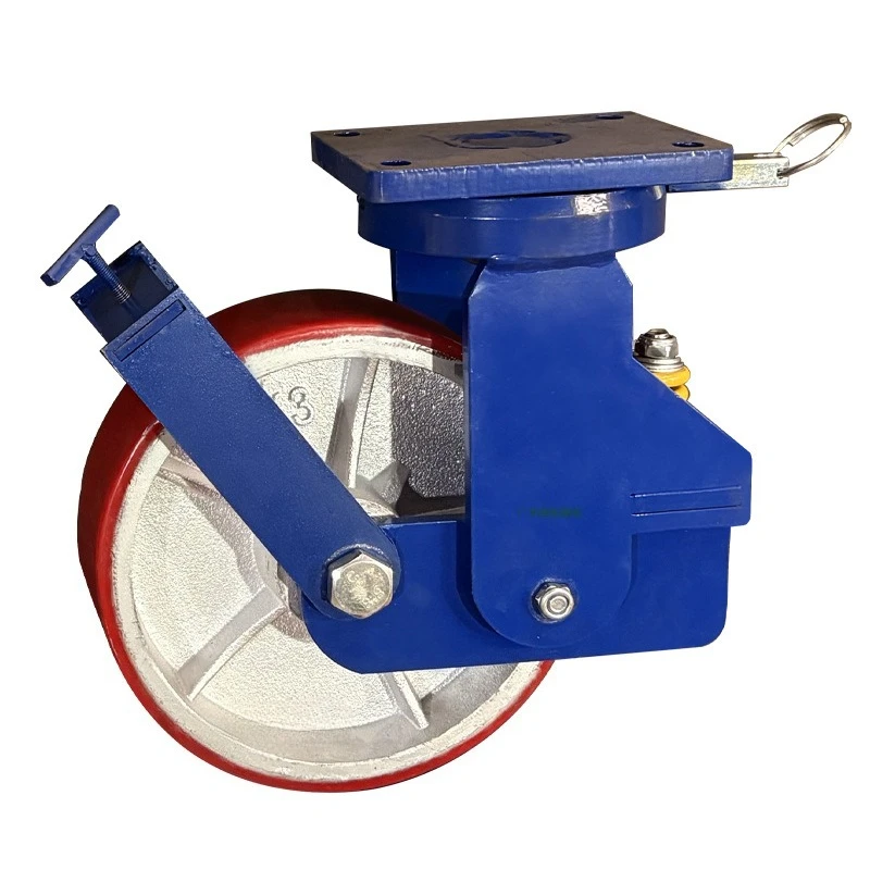 2 tons super heavy duty spring shock absorber wheel universal with lock thickened iron core PU wheel 8 inch 10 inch 75MM