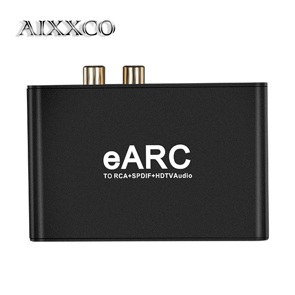 AIXXCO eARC ARC Audio 192Khz Converter eARC to RCA Audio Extractor Adapter For DTS Dolby Atoms AC3 LPCM Fiber