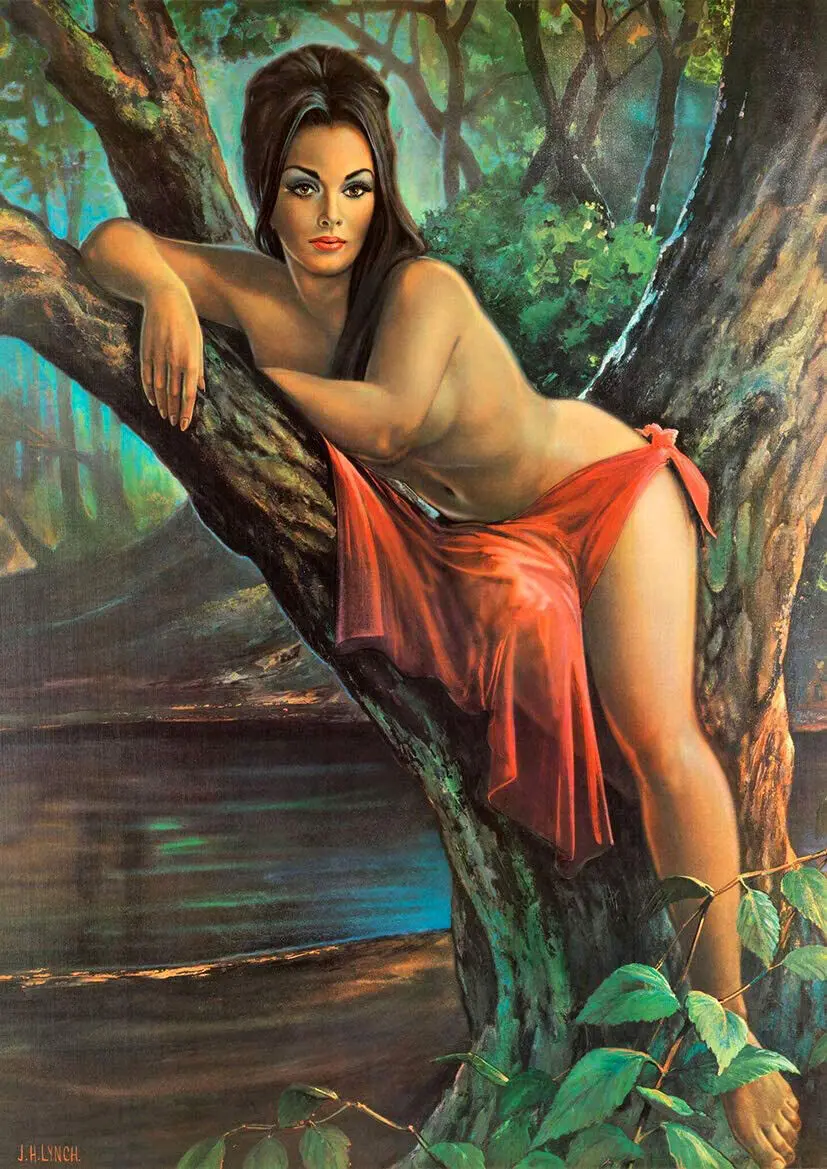 J H Lynch British Paint Nude Poster Woodland Goddess Tina The Nymph Tanya Autumn Leaves Lisa Wall Art Home Decor