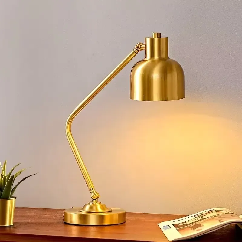 Copper Desk Lamp Nordic American Style Bedside Table Light for Bedroom Reading Study
