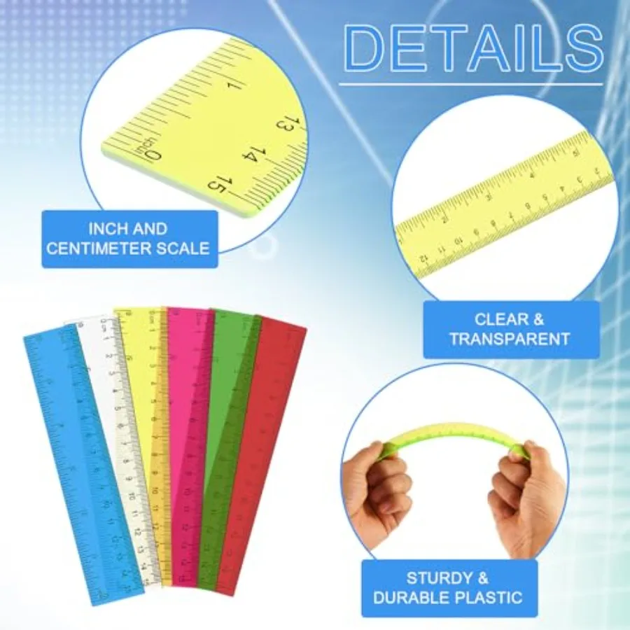 6 قطعة مسطرة شفافة 6 بوصة مسطرة بلاستيكية صغيرة لرحلة جوائز عملية ملونة للطلاب مسطرة بلاستيكية مساطر لـ #6