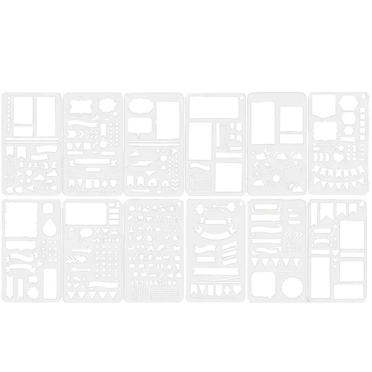 2026 NEW 12 Pack Journal Stencils,Planner Stencils for Journaling Notebook Scrapbooking Journals Book DIY Drawing Greeting Cards