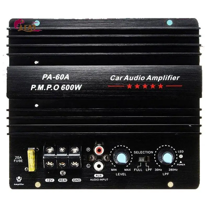 AEA9-PA-60A 600W 12V Power Amplifier Board For Home Car Audio Amplifier S Powerful Bass Subwoofers Amp For Mono Car Modi