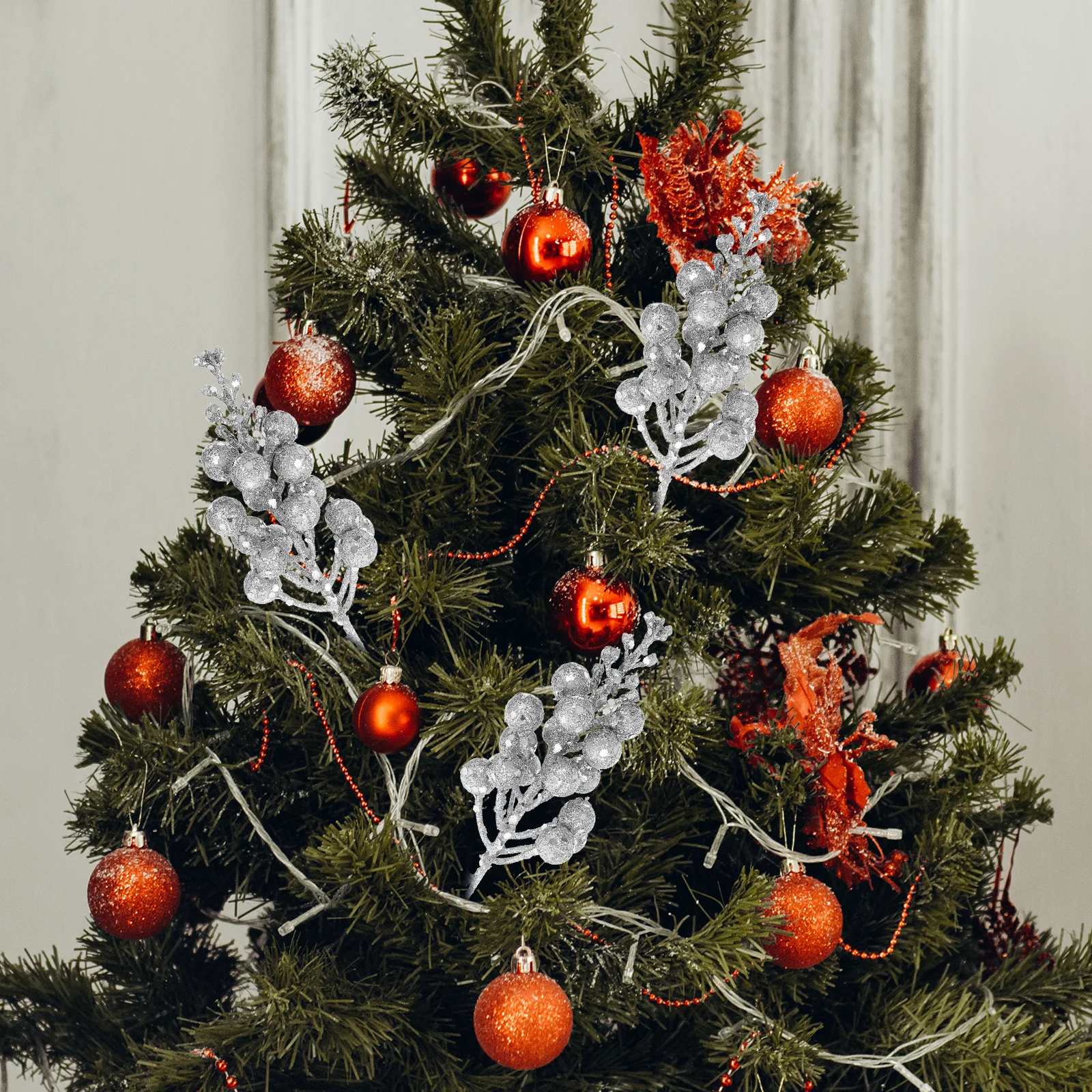 

10Pcs Artificial Berry Stems Glitter Fake Berry Branch Christmas Tree Garland Centerpiece Decoration Artificial Plants & Flowers