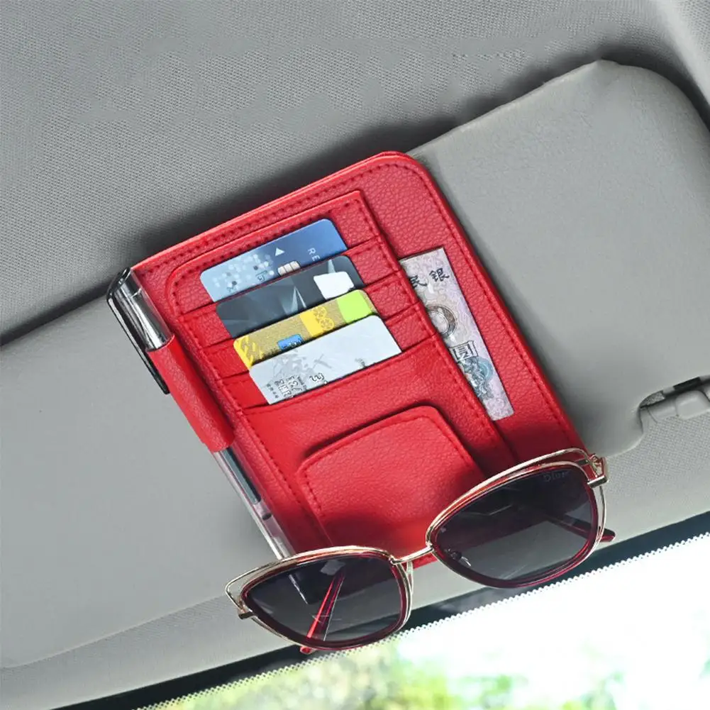 

Козырек для хранения, многокарманный автомобильный солнцезащитный козырек, карты для хранения документов, аксессуары, многофункциональный внутренний держатель для очков с зажимом для ручек Orga D0B6