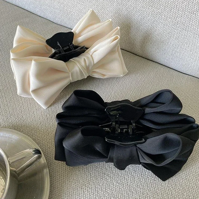 

Elegant Bow Hair Claw Clips for Women Satin Large Bow Shark Hair Clip Solid Bowknot Hairpins Barrettes Hair Accessories Заколки