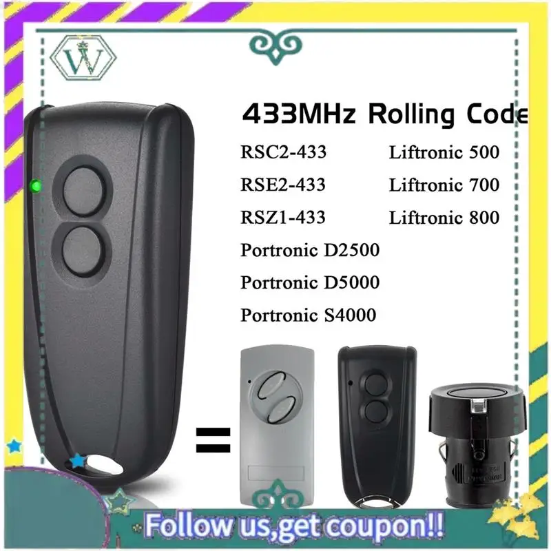 NOWY Pilot do bramy garażowej 433,92 MHz do Hormann Ecostar RSE2, RSC2, zestaw 2 sztuk