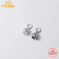 TrustDavis Real 925 Sterling Thai Silver Fashion Tulip Flower Charm Pendant Handmade DIY Accessories Jewelry Wholesale  DZ451