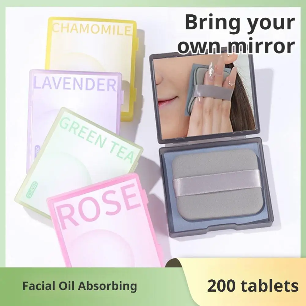 Kertas Penyerap Minyak Wajah Arang Bambu Kotak Penyimpanan Cermin Penyerap Minyak Wajah Portabel Kertas Penyerap Minyak Wajah yang Menyegarkan