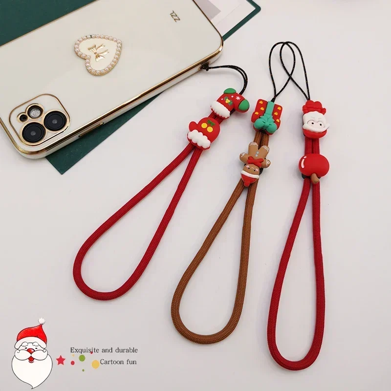 Mobile Lanyard Cartoon Christmas Cute Doll Double Ornaments Simple Wrist Pendant Simple Hanging Shell Universal Cute Phone Charm