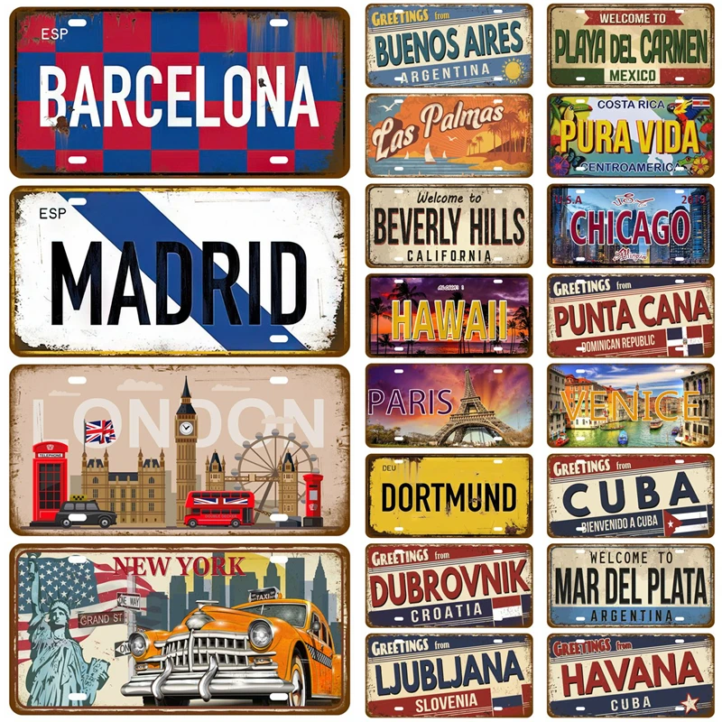 Vintage Tin Sign For Restaurant Bar Pub Cafe Man Cave Decoration Decor Capital City Tinplates Plate Metal Sign Plaque Landmark