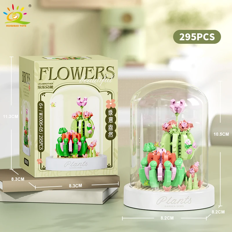 HUIQIBAO MOC Bloemendisplay Box Micro Bouwsteen MOC Mini Bloem Mini Diamant Model Baksteen Speelgoed voor Kinderen Bureau Decoratie