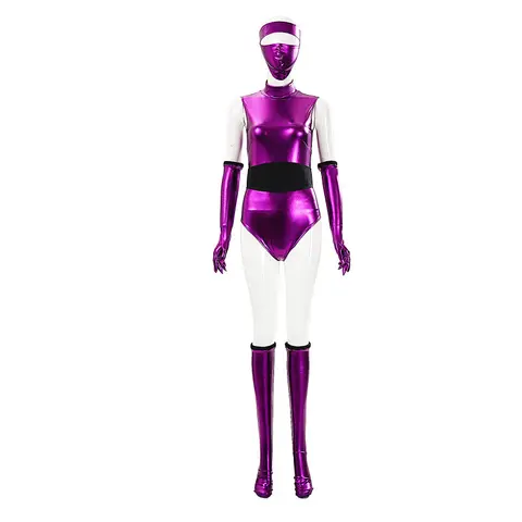 Mortal Kombat Mileena Cosplay Costume, Purple Bodysuit Jumpsuit Outfit Full Set for Women for Halloween & Comic Con